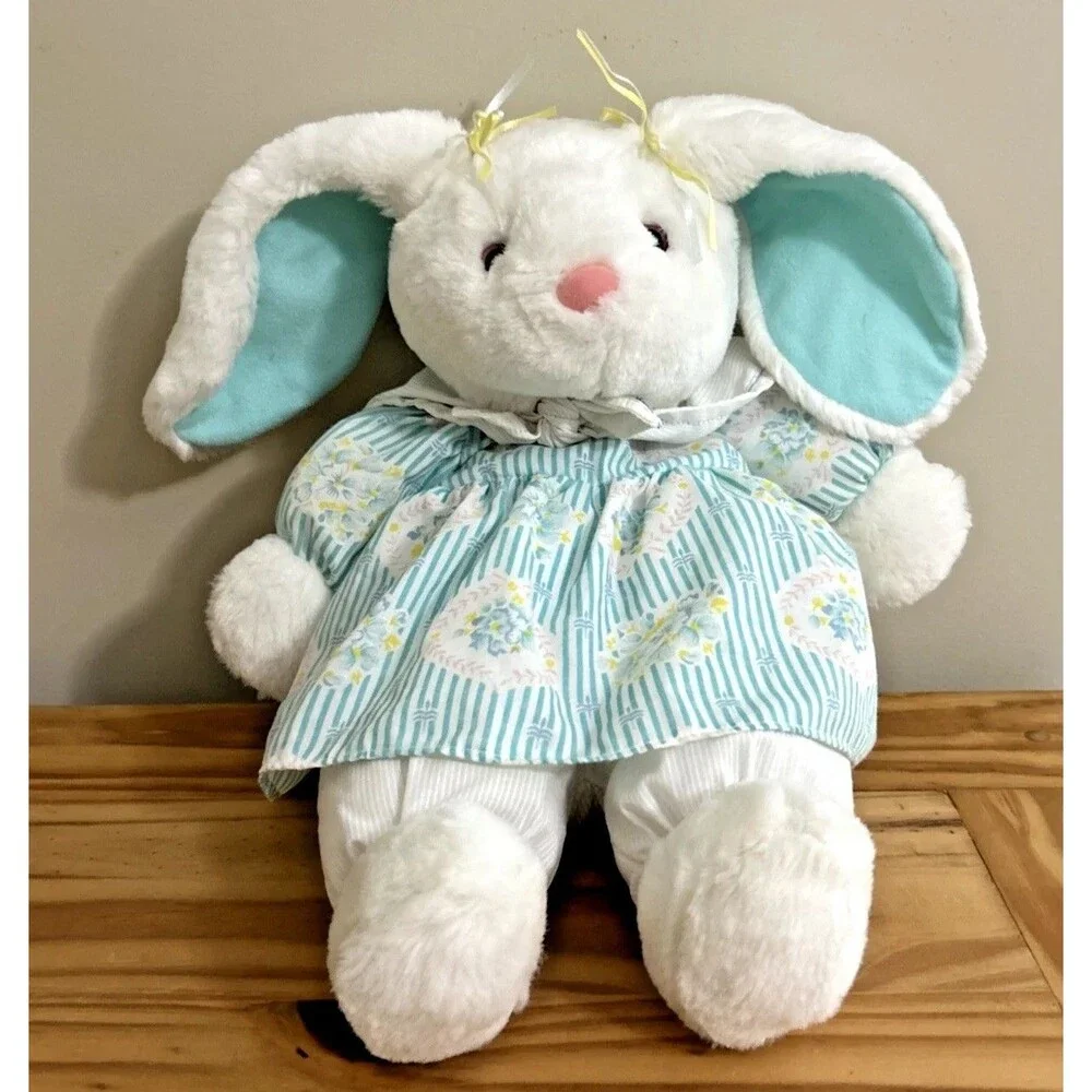 Kids of America Bunny Plush Floral Green Dress Easter Rabbit 15
